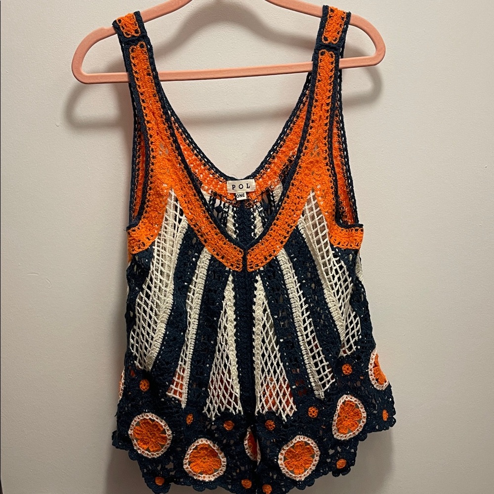 NWOT POL OS Bohemian Crochet Top - Picture 3 of 7
